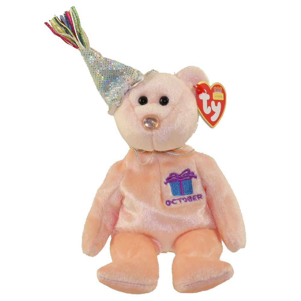 TY Beanie Baby - OCTOBER the Teddy Birthday Bear (w/ hat