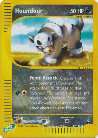 Pokemon Card Aquapolis 87 147 HOUNDOUR REVERSE Holo Foil Mint