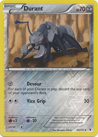 Pokemon Card Noble Victories 83 101 DURANT REVERSE Holo Foil