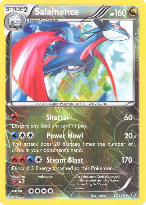 Pokemon Card XY Roaring Skies 57 108 SALAMENCE Reverse Holo