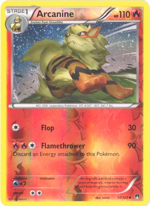 Pokemon Card XY BREAKpoint 11 122 ARCANINE REVERSE Holo Foil