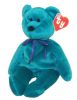 TY Beanie Baby - TEDDY TEAL - NEW FACE (2nd or 3rd Gen Hang Tag - Mint)