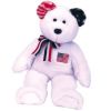 TY Beanie Buddy - AMERICA the Bear ( White Version - Reversed Ears ) (14 inch) (Mint)