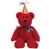 TY Beanie Buddy - HAPPY BIRTHDAY the Bear (Red with Hat) (16 inch) (Mint)