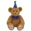 TY Beanie Buddy - HAPPY BIRTHDAY the Bear (Blue Hat & Tie) (13 inch) (Mint)