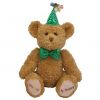 TY Beanie Buddy - HAPPY BIRTHDAY the Bear (Green Hat & Tie) (13 inch) (Mint)