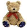 TY Beanie Buddy - INDEPENDENCE the Bear (Blue Nose - Red Bow) (12 inch) (Mint)