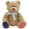 TY Beanie Buddy - INDEPENDENCE the Bear (Red Nose - White Bow) (12 inch) (Mint)