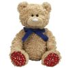 TY Beanie Buddy - INDEPENDENCE the Bear (White Nose - Blue Bow) (12 inch) (Mint)