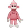 TY Beanie Buddy - MY LITTLE MONKEY the Sock Monkey (Pink) (Medium - 16 inch) (Mint)