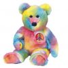 TY Beanie Buddy - PEACE the Ty-Dyed Bear (dark version) (14 inch) (Mint)