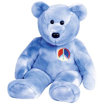 Blue peace online bear beanie baby