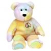 TY Beanie Buddy - PEACE the Ty-Dyed Bear (pastel version) (14 inch) (Mint)