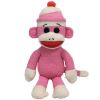 TY Beanie Buddy - SOCKS the Sock Monkey (Pink) (Medium - 16 inch) (Mint)