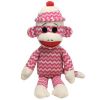 TY Beanie Buddy - SOCKS the Sock Monkey (Pink & White Zig Zag) (Medium - 16 inch) (Mint)