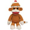 TY Beanie Buddy - SOCKS the Sock Monkey (Tan Corduroy) (Medium - 16 inch) (Mint)