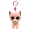 TY Beanie Boos - FIONA the Pink Cat (Glitter Eyes) (Plastic Key Clip - 3 inch) (Mint)