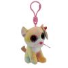 TY Beanie Boos - FLUFFY the Rainbow Cat (Plastic Key Clip - 3 inch) (Mint)