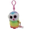 TY Beanie Boos - OWEN the Owl (Plastic Key Clip) *New Bright Colors* (Mint)