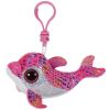 TY Beanie Boos - SPARKLES the Pink & Silver Dolphin (Plastic Key Clip) (Mint)