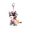 TY Beanie Boos - TASHA the Grey & Pink Leopard (Metal Key Clip) (Mint)