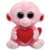 TY Beanie Boos - JULEP the Pink Monkey with Heart (Regular Size - 6 inch) (Mint)