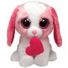 TY Beanie Boos - COOKIE the PINK Dog with Heart (Medium Size - 9 inch) (Mint)