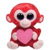 TY Beanie Boos - CHARMING the Red Monkey with Heart (Regular Size - 6 inch) (Mint)