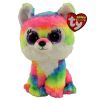 TY Beanie Boos - RIVER the Rainbow Wolf (Glitter Eyes) (Regular Size - 6 inch) (Mint)