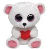 TY Beanie Boos - SWEETLY White Bear with Heart (Regular Size - 6 inch) (Mint)