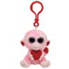 TY Beanie Boos - JULEP the Monkey with Heart (Plastic Key Clip - 3 inch) (Mint)