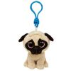 TY Beanie Boos - PUGSLY the Pug Dog (Plastic Key Clip - 3 inch) (Mint)