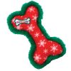 TY Bow Wow Beanie Dog Toy - RED SNOWFLAKE the Bone (Red w/ Snowflake Print & Green Trim) (Mint)
