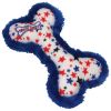 TY Bow Wow Beanie Dog Toy - RED, WHITE & BLUE STARS the Bone (with Blue Trim) (7 inch) (Mint)