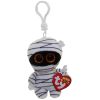 TY Halloweenie Beanie Baby - MUMMY the White Mummy (key clip - 3 inch) (Mint)