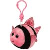 TY Beanie Ballz - GILLY the Pink & Black Fish (Plastic Key Clip - 2.5 inch) (Mint)