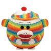 TY Beanie Ballz - SOCK MONKEY (Rainbow Zig-Zag) (Medium Size - 8 inch) (Mint)