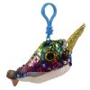 TY Flippables Sequin Plush - CALYPSO the Narwhal (Plastic Key Clip - 3.5 inch) (Mint)