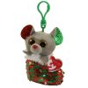 TY Flippables Sequin Plush - CHIPPER the Mouse in Christmas Stocking (Plastic Key Clip - 3.5 inch) (