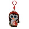 TY Flippables Sequin Plush - GALE the Penguin with Christmas Hat (Plastic Key Clip - 3.5 inch) (Mint