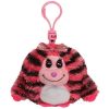 TY Monstaz - ZOEY the Pink & Black Striped Monster (Plastic Key Clip - 3 inch) (Mint)