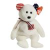 TY Beanie Baby - AMERICA the Bear (White Version) *EARS REVERSED* (8.5 inch - Mint)