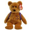 TY Beanie Baby - BOOKS the Bear (Purple Backpack Version) (8.5 inch) (Mint)