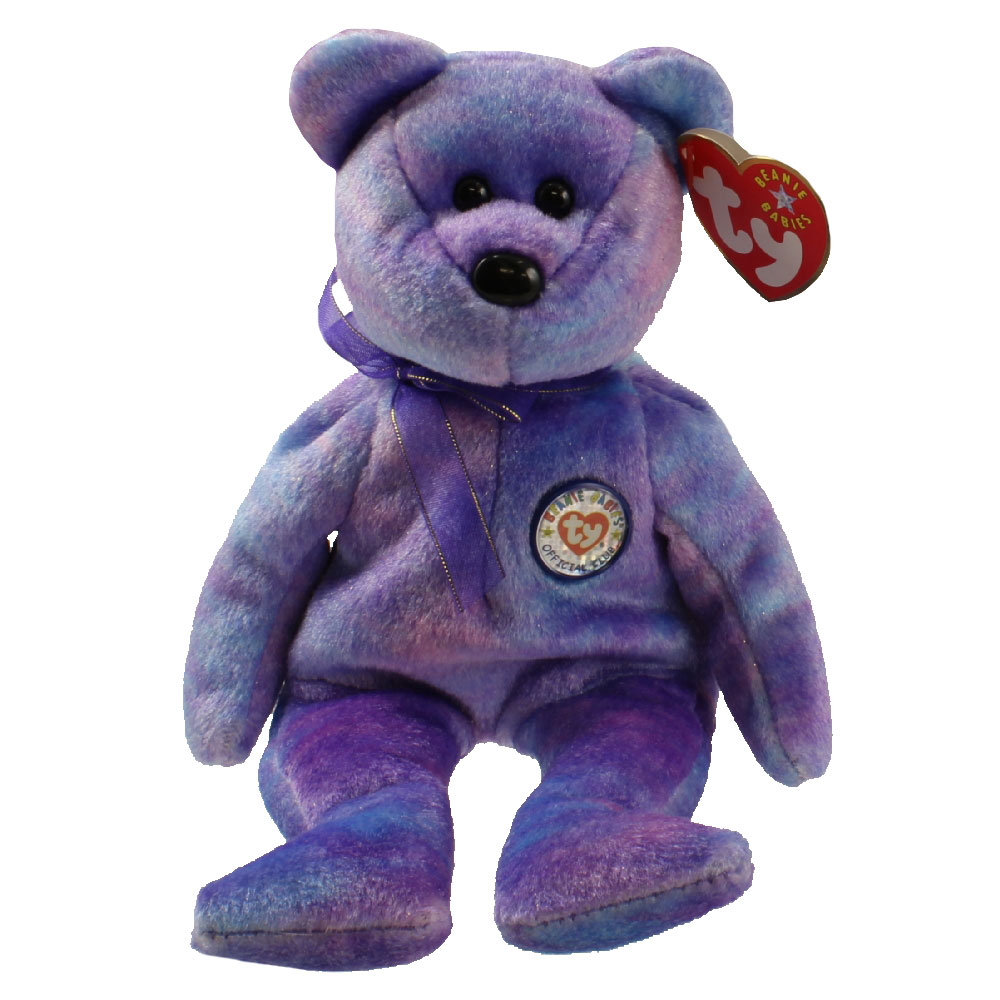 TY Beanie Baby - CLUBBY 4 the Bear (Silver Button) (8.5 inch - Mint ...