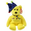 TY Beanie Baby - HAPPY BIRTHDAY the Bear ( Yellow - w/ Hat ) (9 inch) (Mint)