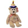 TY Beanie Baby - HAPPY BIRTHDAY the Bear (w/Cake & Candle Hat) (10 inch) (Mint)