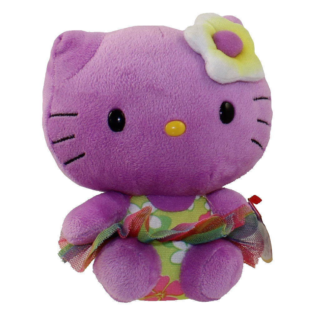 TY Beanie Baby  HELLO  KITTY  with Flower Purple 6 inch 