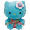 TY Beanie Baby - HELLO KITTY with Flower (Turquoise - 6 inch) (Mint)