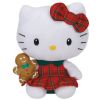 TY Beanie Baby - HELLO KITTY (Plaid Christmas Dress with Gingerbread - 6 inch) (Mint)