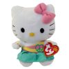 TY Beanie Baby - HELLO KITTY ( PEACE DRESS AQUA ) (5.5 inch) (Mint)